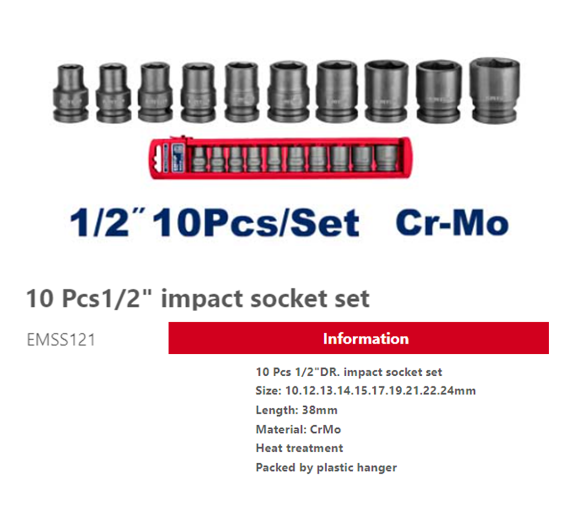 10 Pcs 1/2inch Impact  Socket Set - Image 2